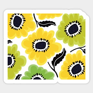 The Sunny flowerpower pattern in 1970-style, orange, black, yellow and white Sticker